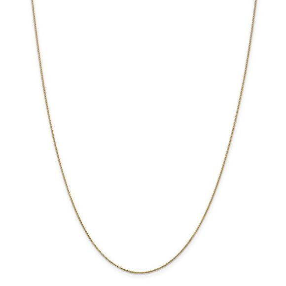 0.65mm 14k Yellow Gold D/C Spiga Chain Spring Ring Necklace, 16 Inch - Picture 2 of 8